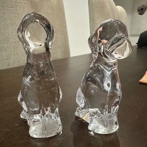 Simon Pearce Clear Glass Dog Sculptures